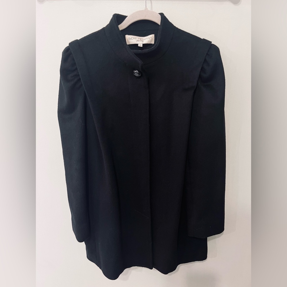 Vintage Bert Newman Wool‎ Coat – Classic Black – Size 10 Petite